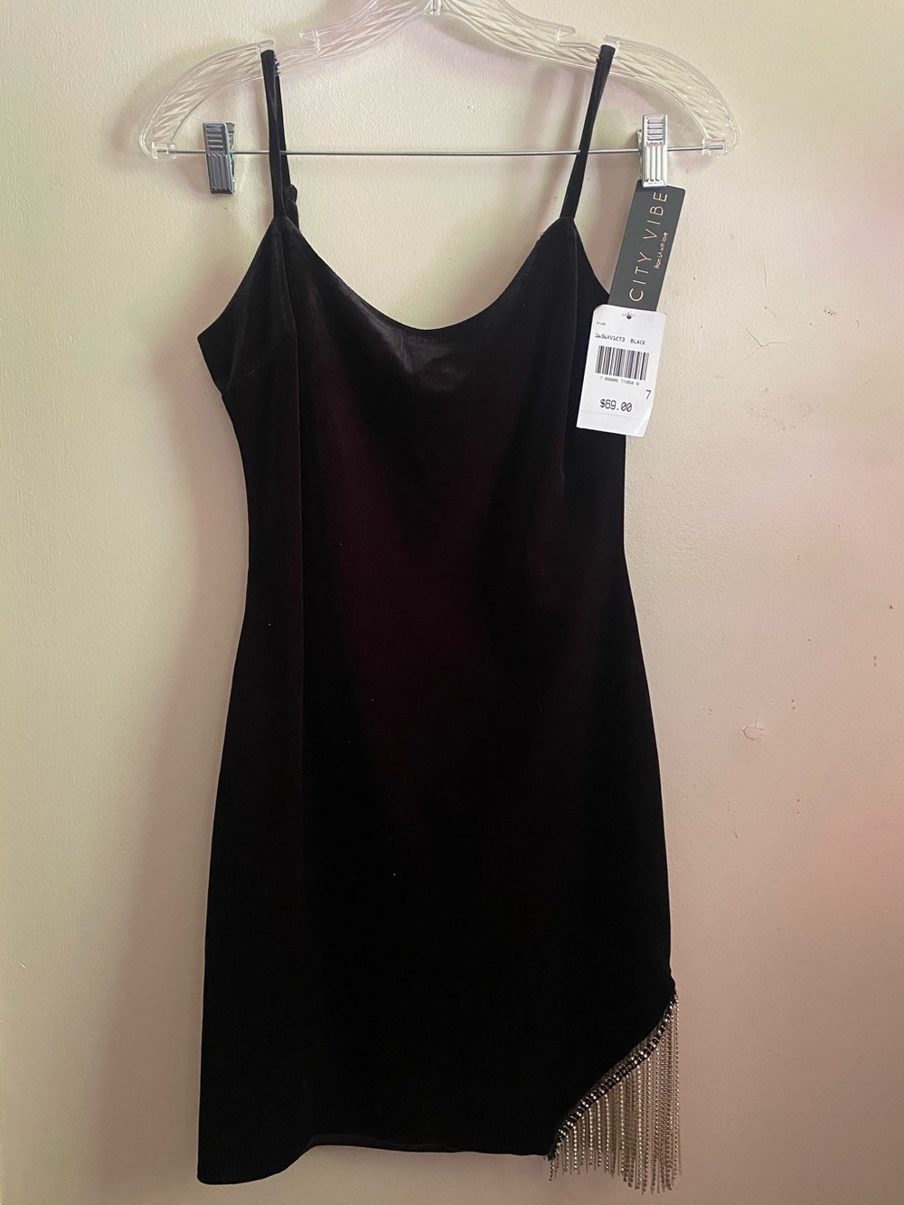NWT! Black Velvet Mini Dress